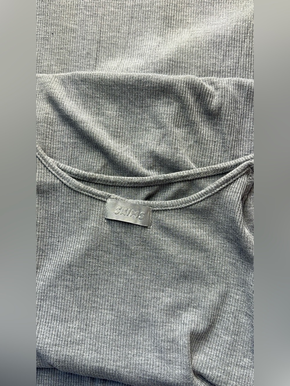 SKIMS Soft Lounge Long Slip Dress Heather Gray Ribbed Maxi Size L - Picture 9 of 13